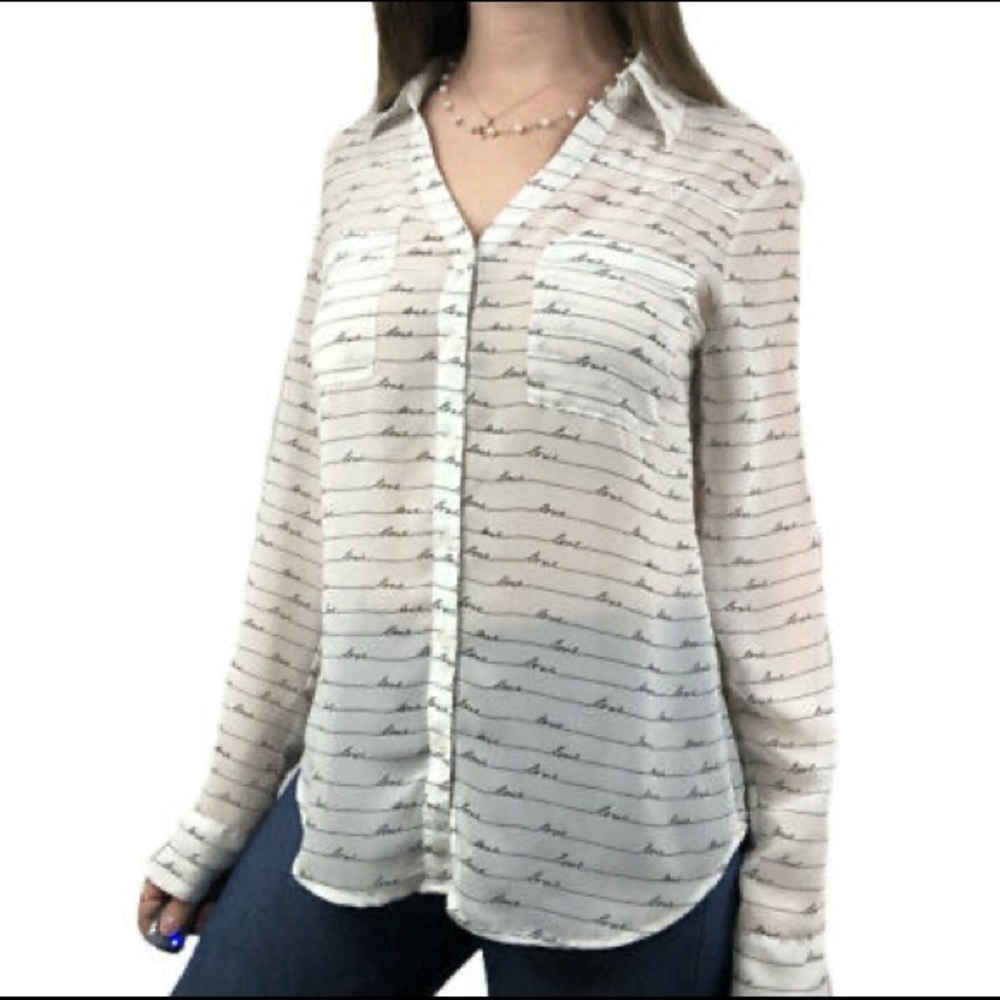 Express portofino shirt, white with love print